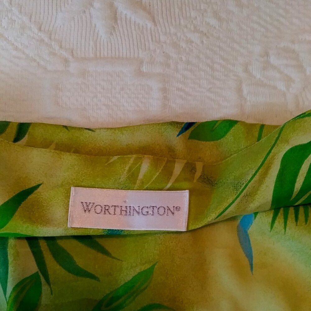 Beautiful Green and Blue Silk Wrap Skirt | Size 16 Worthington - Picture 4 of 12